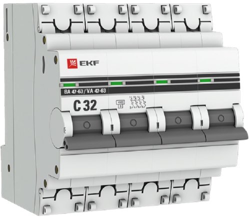 Выключатель автоматический EKF PROxima ВА47-63 4п 32А C 4.5кА картинка
